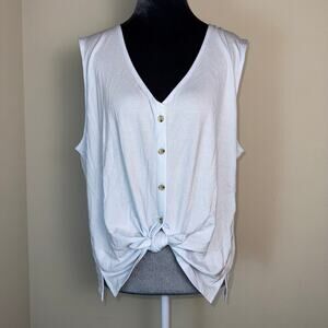 NWT Lou & Grey Nordstrom Sleeveless Top Button-Up Skyway Blue Soft Size XL